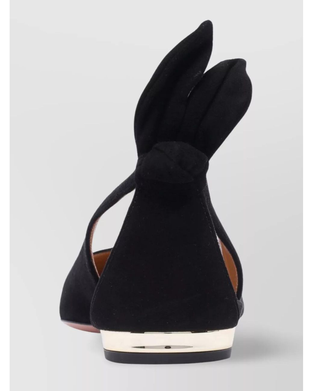 Aquazzura Black Leather Bow Ballerina Flats