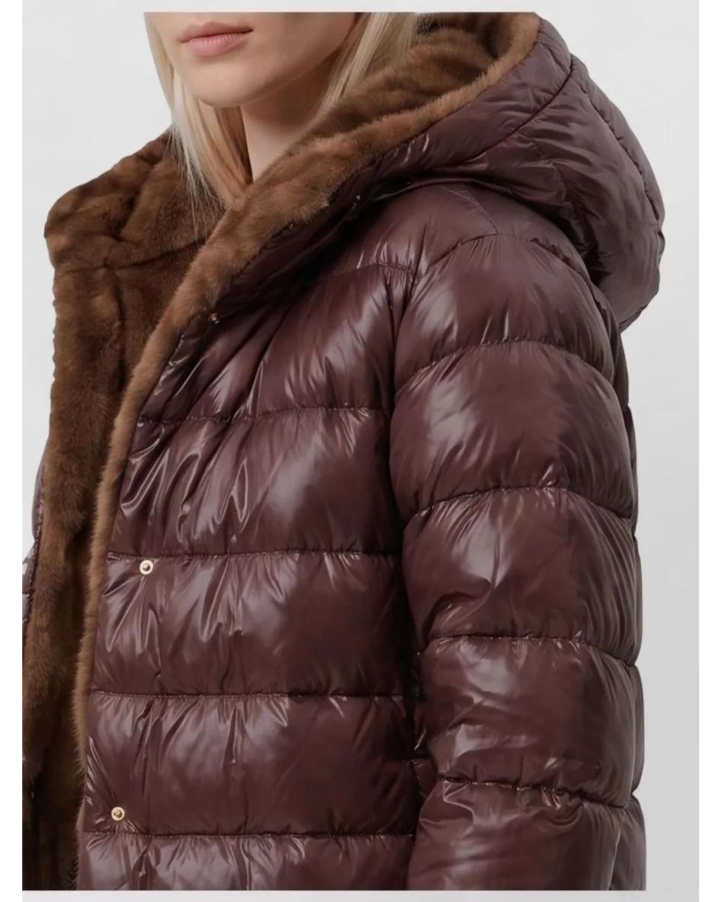 Herno Brown Faux Fur-Trimmed Ultralight Down Jacket