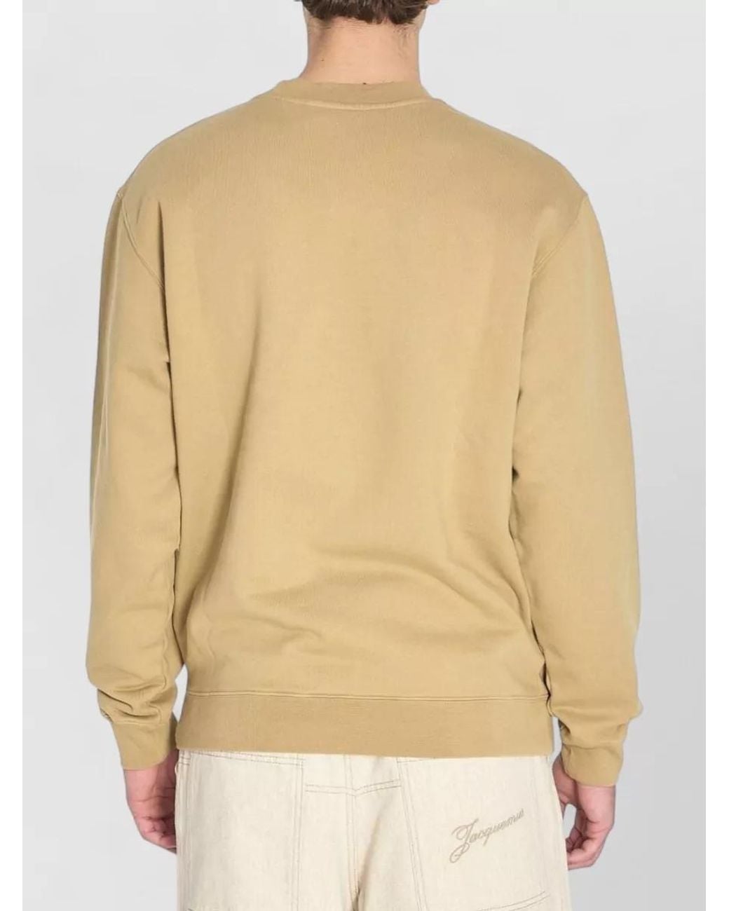 Jacquemus Natural Cotton Crewneck Logo-Embroidered Sweatshirt for men