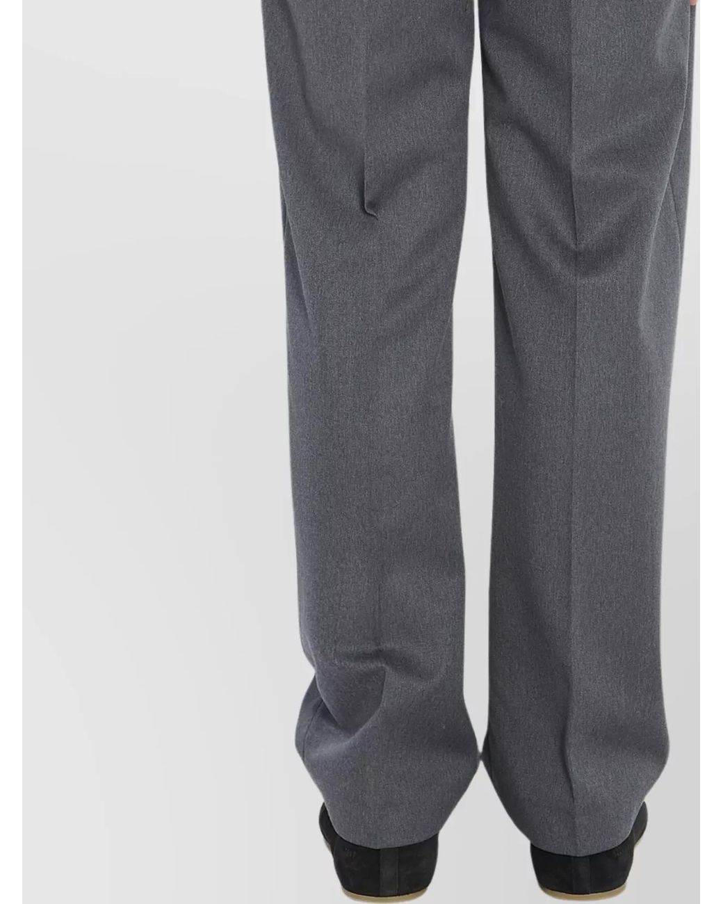 PT Torino Gray Virgin Wool Mid-Rise Slim-Fit Straight-Leg Trousers for men