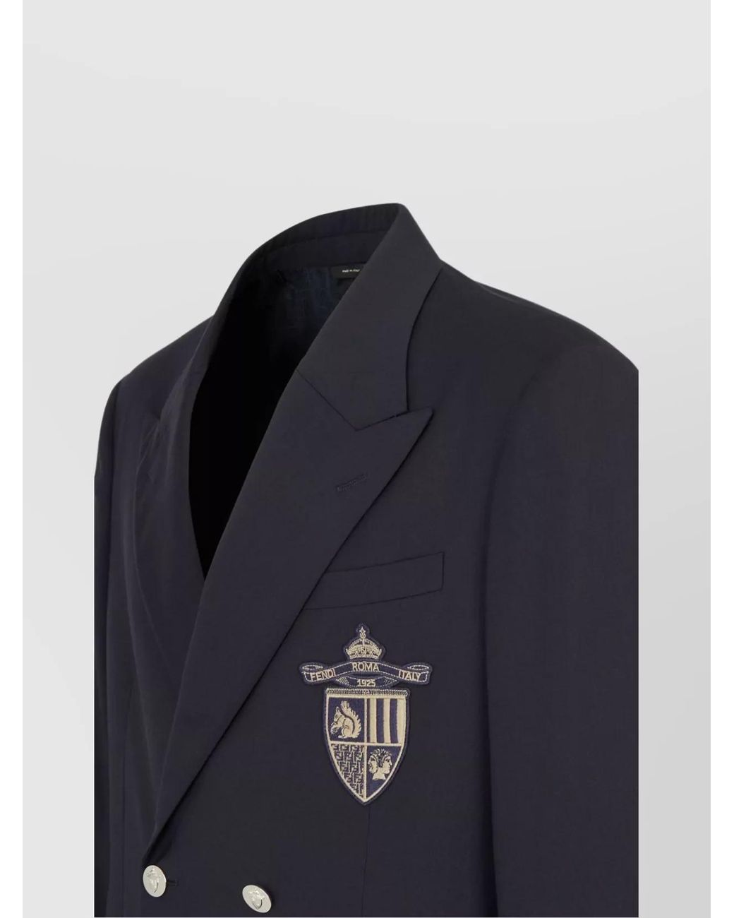 Fendi Blue Virgin Wool Double-Breasted Suit Jacket for men