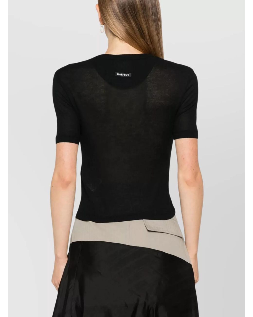 Halfboy Black Ribbed Short-Sleeve Jersey T-Shirt
