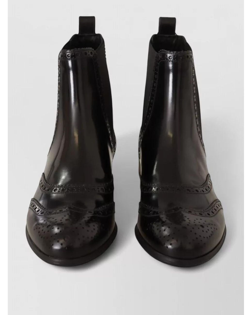 Dolce & Gabbana Black Leather Wingtip Ankle Oxford Boots