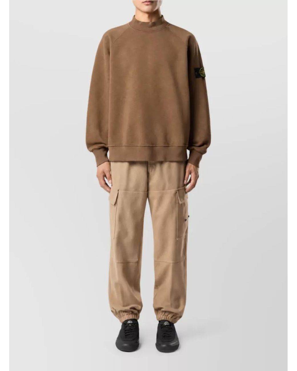 Stone Island Brown Ribbed Cotton Crewneck Sweater for men