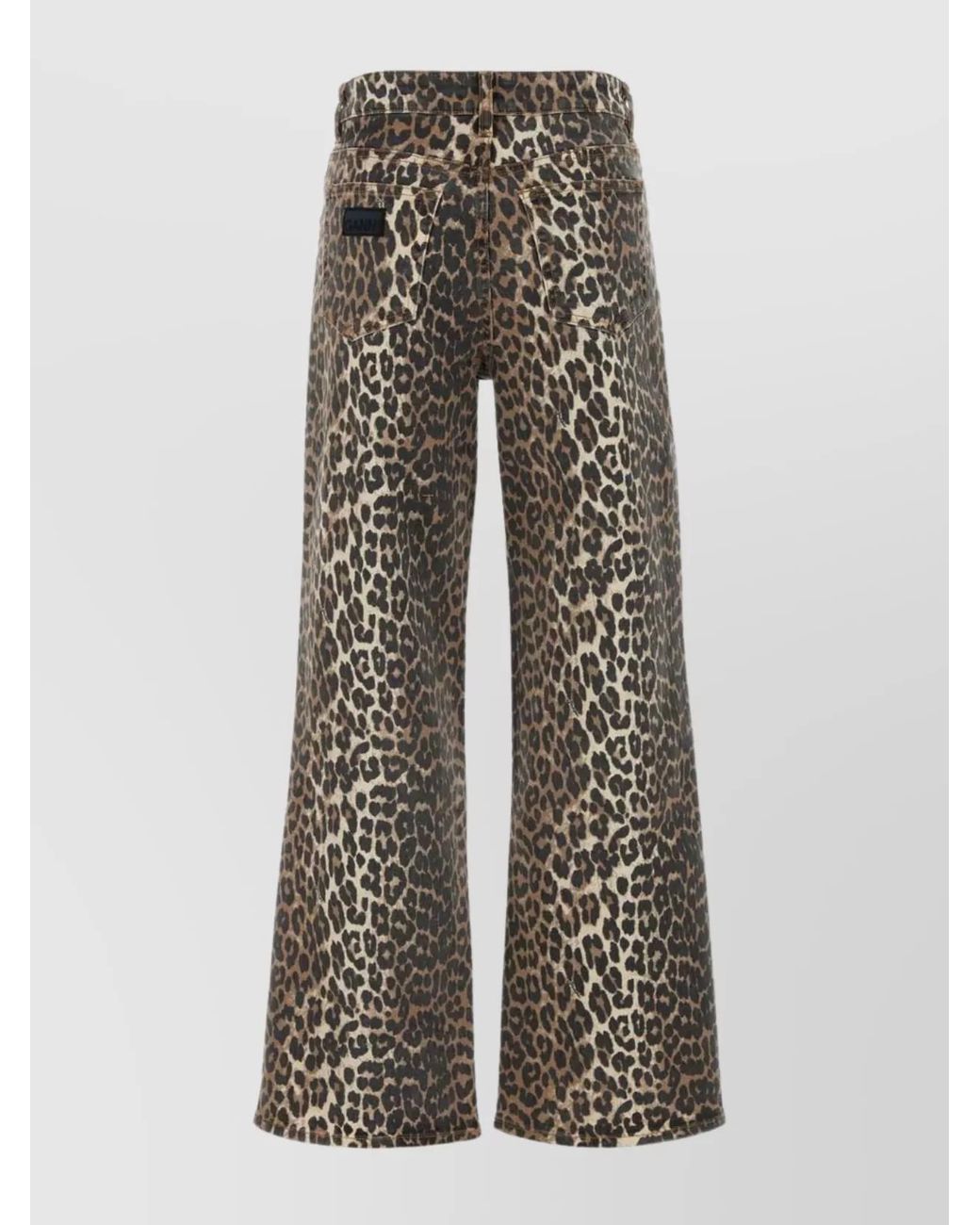 Ganni Multicolor Leopard-Print Wide-Leg Jeans