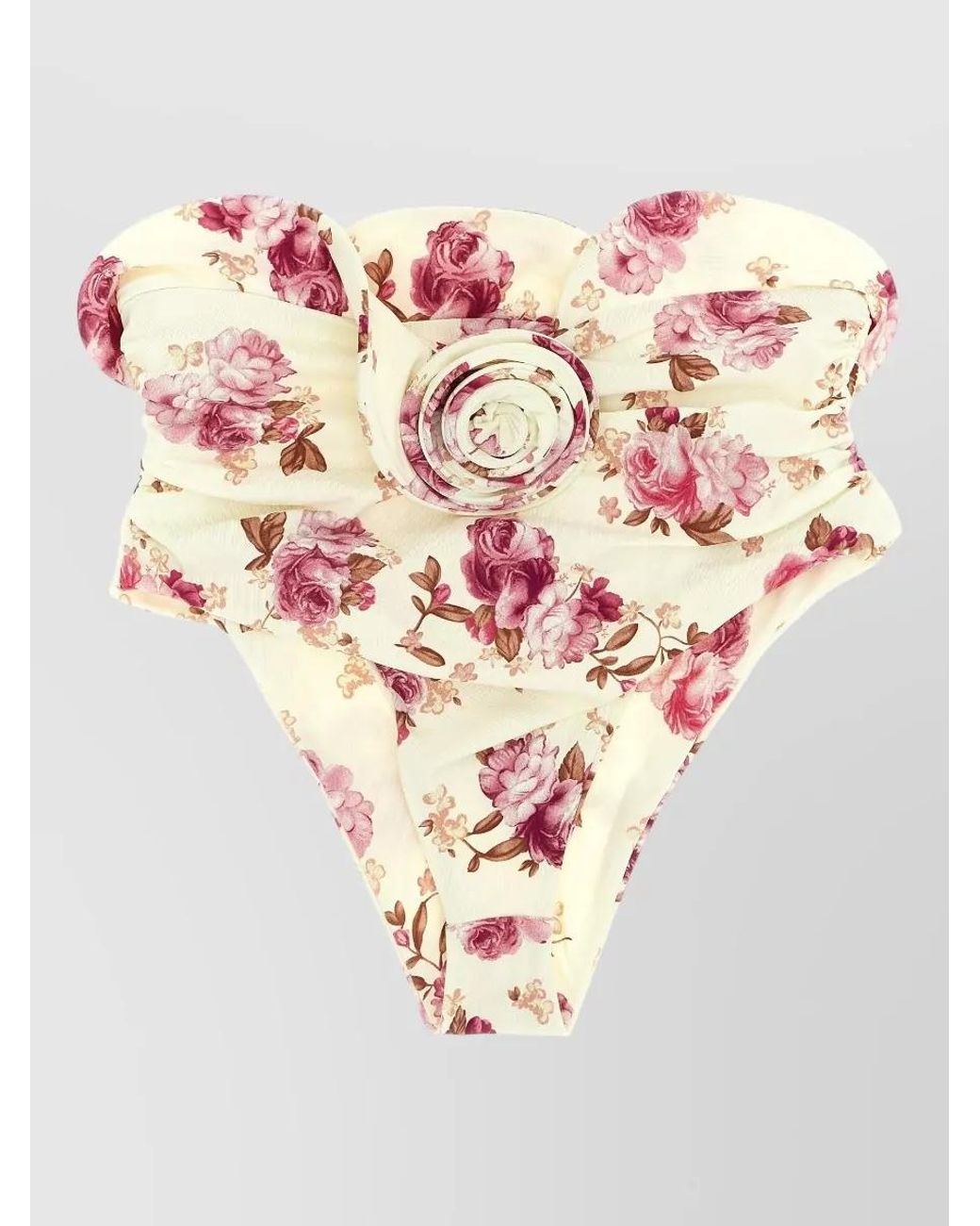 Magda Butrym Pink Floral-Print High-Rise Gathered Bikini Briefs