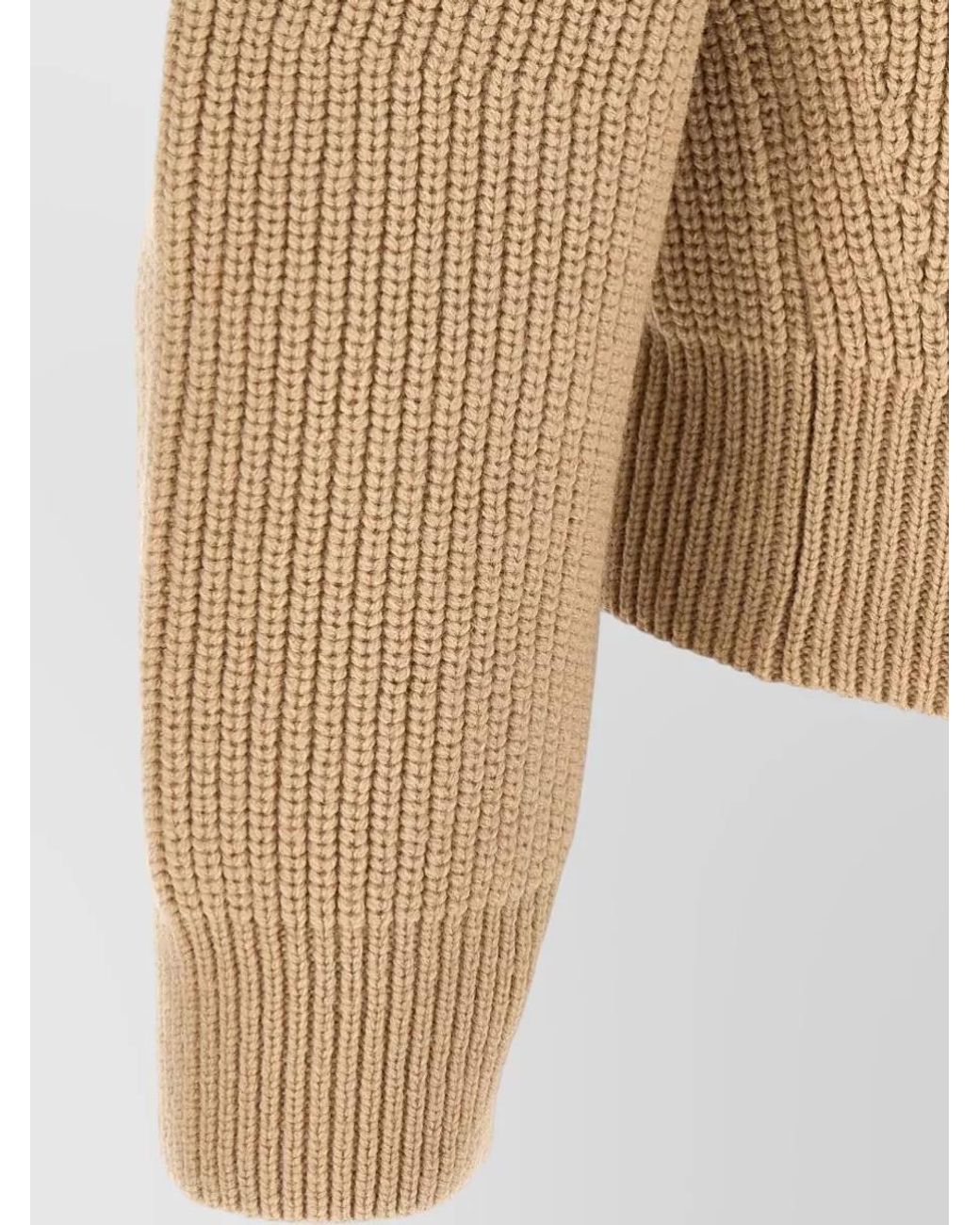 Dries Van Noten Natural Ribbed Asymmetric Funnel-Neck Cardigan for men