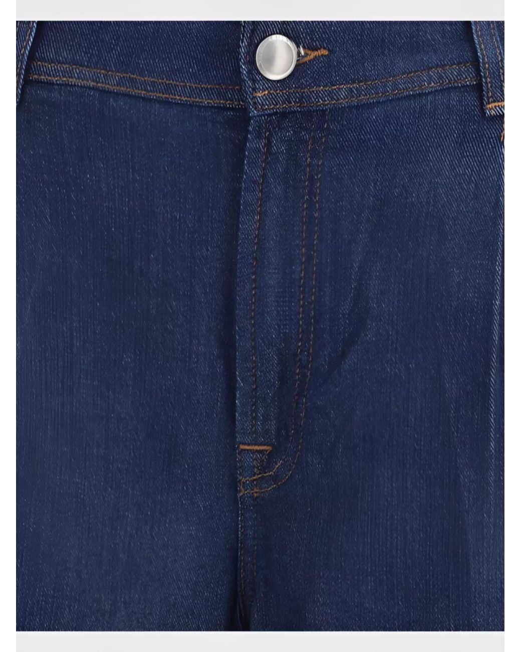 7 For All Mankind Blue High-Rise Pleated Wide-Leg Jeans