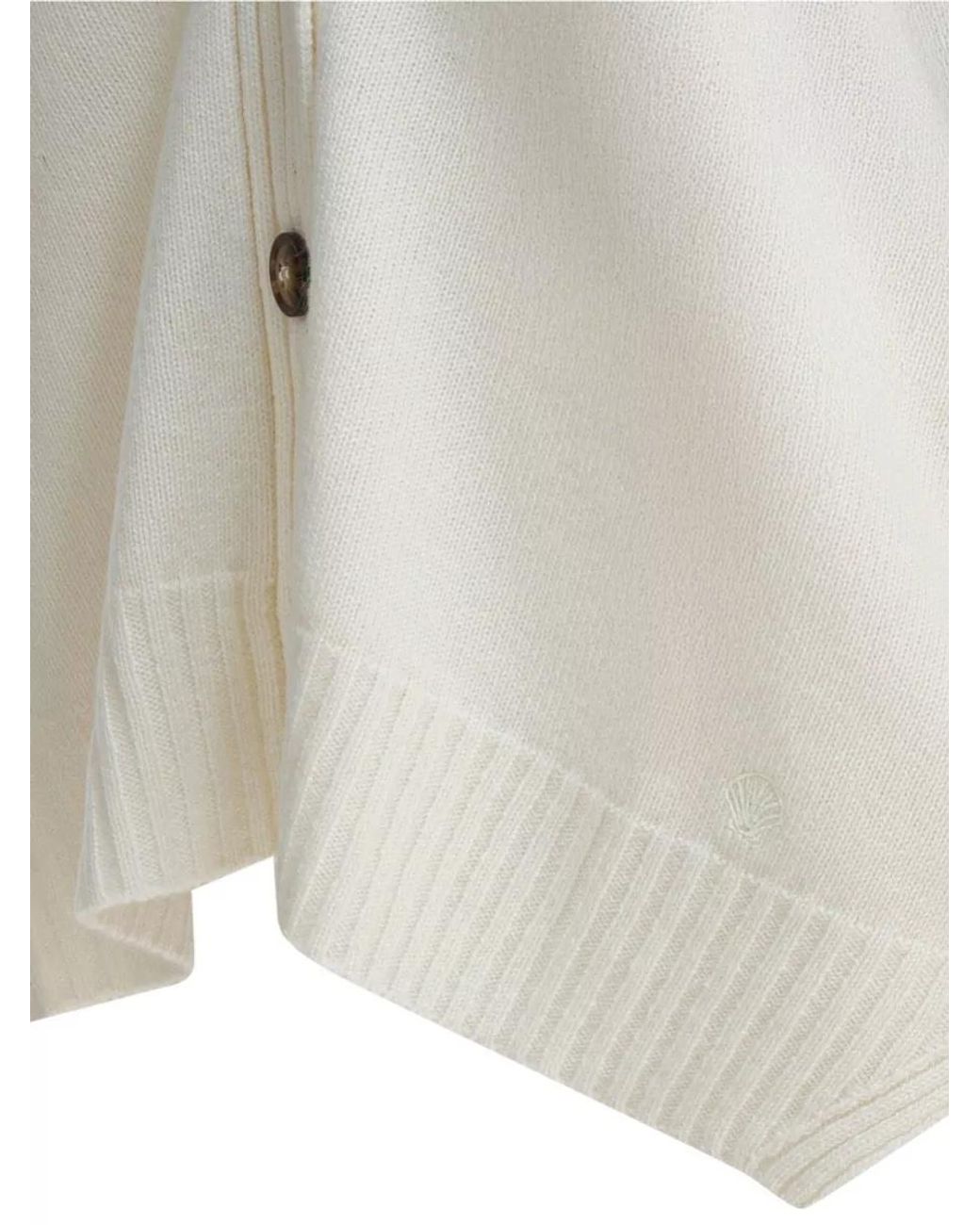 Loulou de Saison White Cashmere Ribbed V-Neck Cardigan