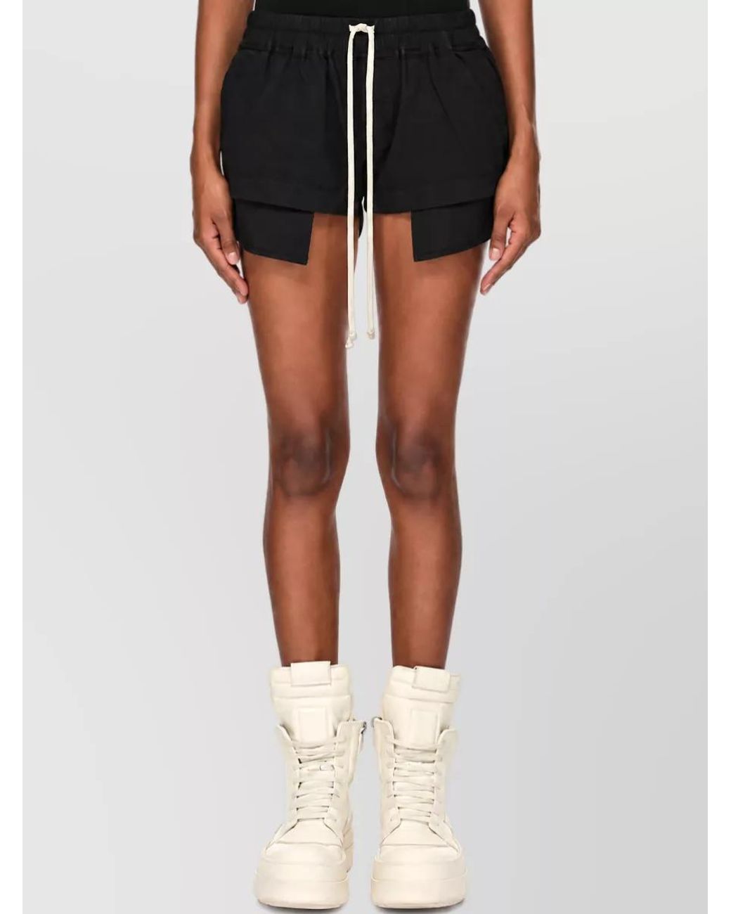 Rick Owens Black Cotton Asymmetric Boxer Shorts