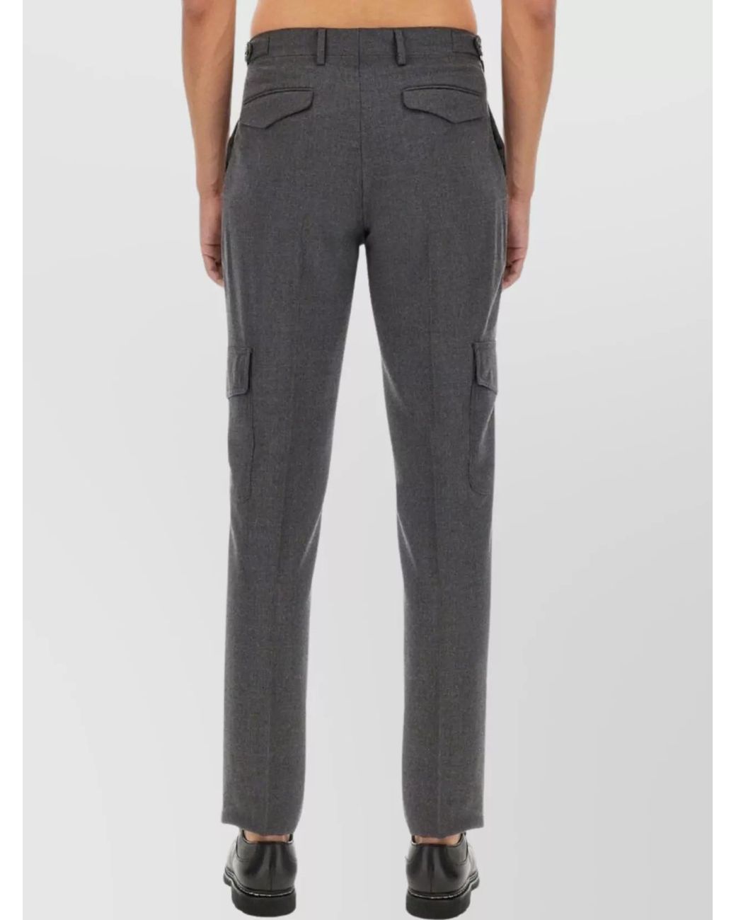 Lardini Gray Wool Straight-Leg Trousers for men