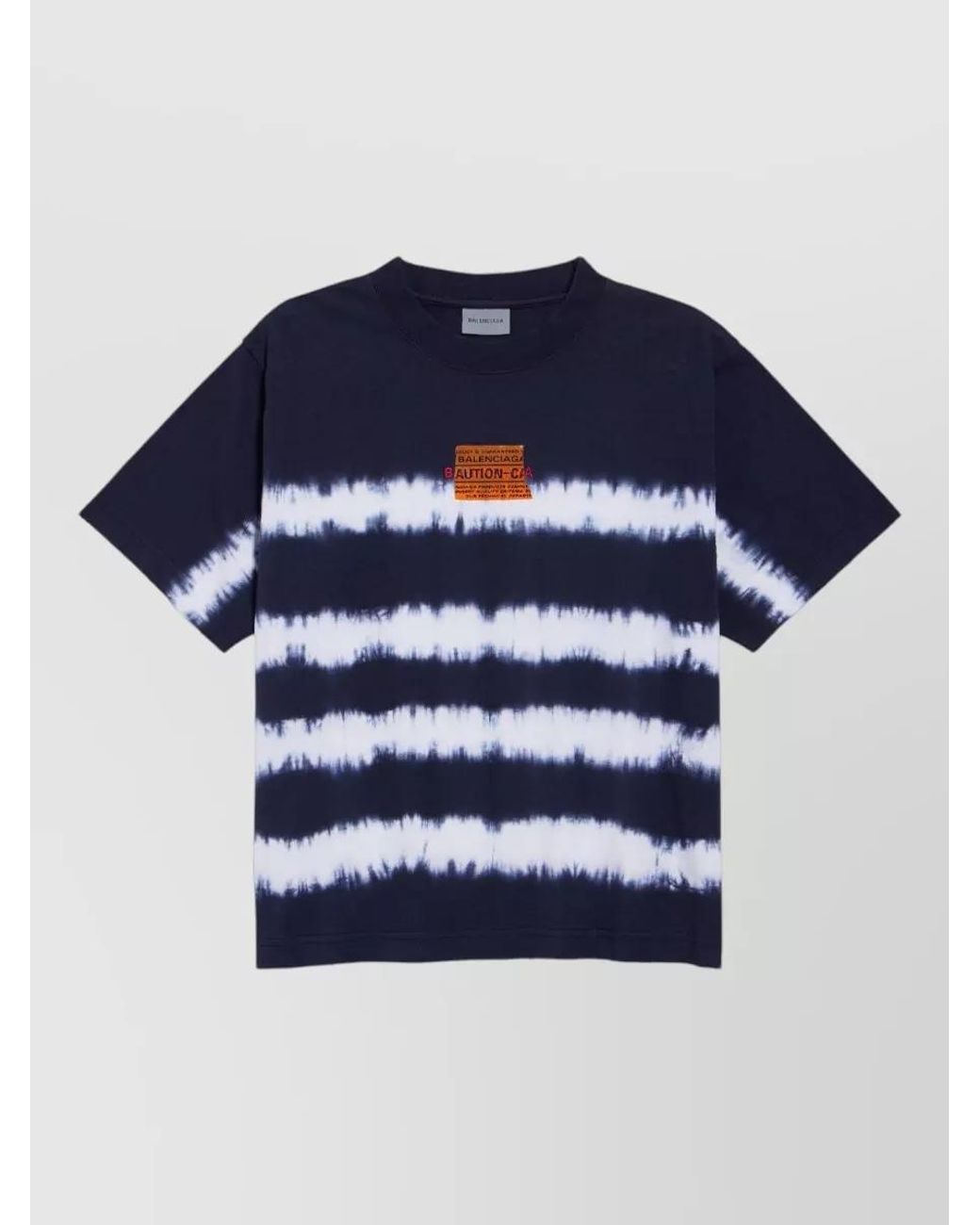 Balenciaga Blue Printed Embroidered Medium Fit Cotton T-Shirt for men
