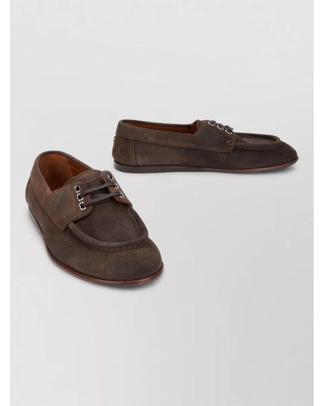 Dolce & Gabbana Brown Leather Boat Shoes for men
