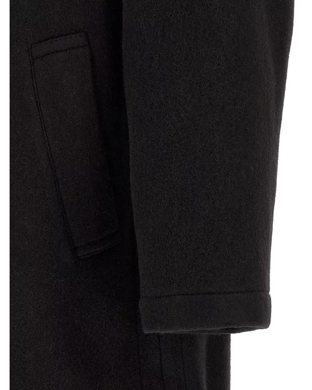 Lemaire Black Wool And Alpaca Double-Breasted Coat for men