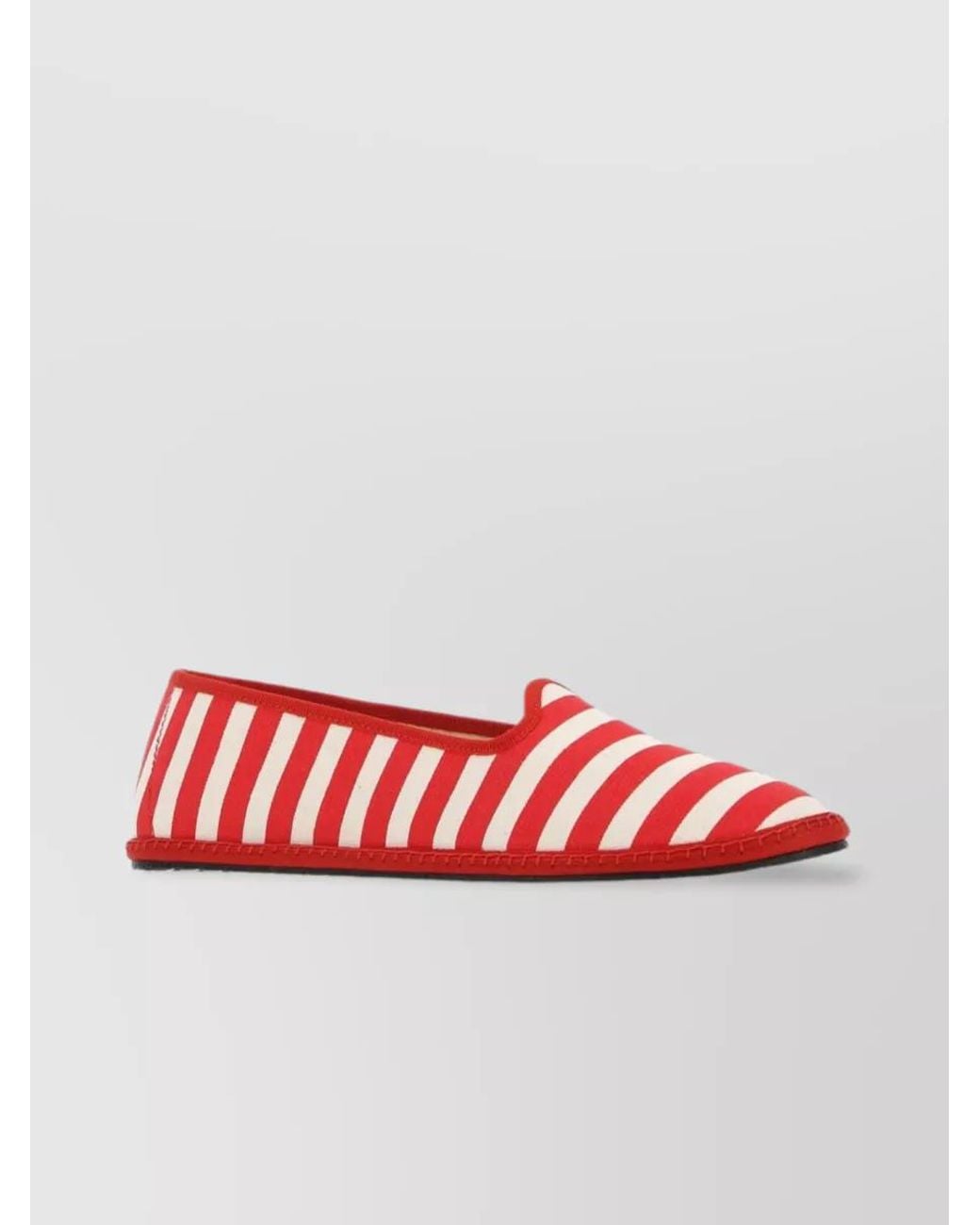 Vibi Venezia Red Striped Canvas Round Toe Loafers