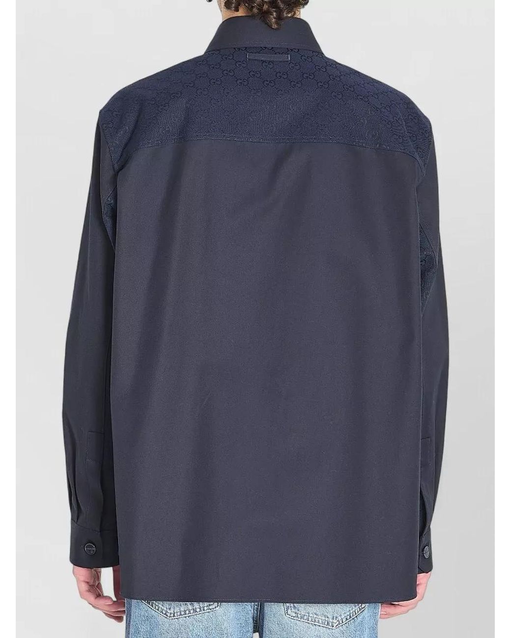 Gucci Blue Cotton Twill Shirt for men