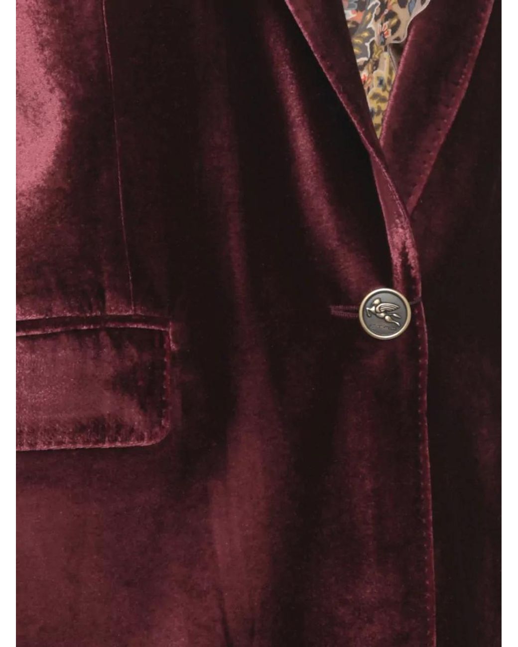 Etro Purple Silk-Blend Velvet Single-Breasted Blazer