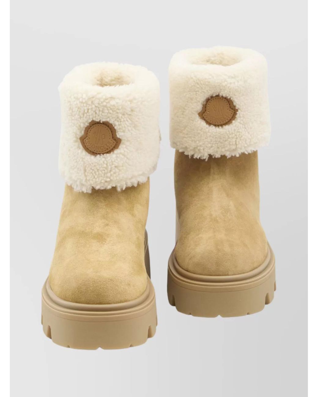 Moncler Natural Shearling And Leather Ankle Boots