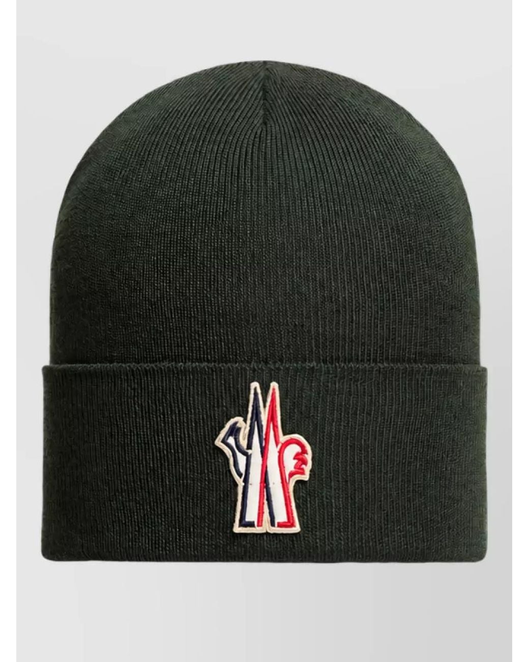 Moncler Green Ribbed Wool Beanie for men