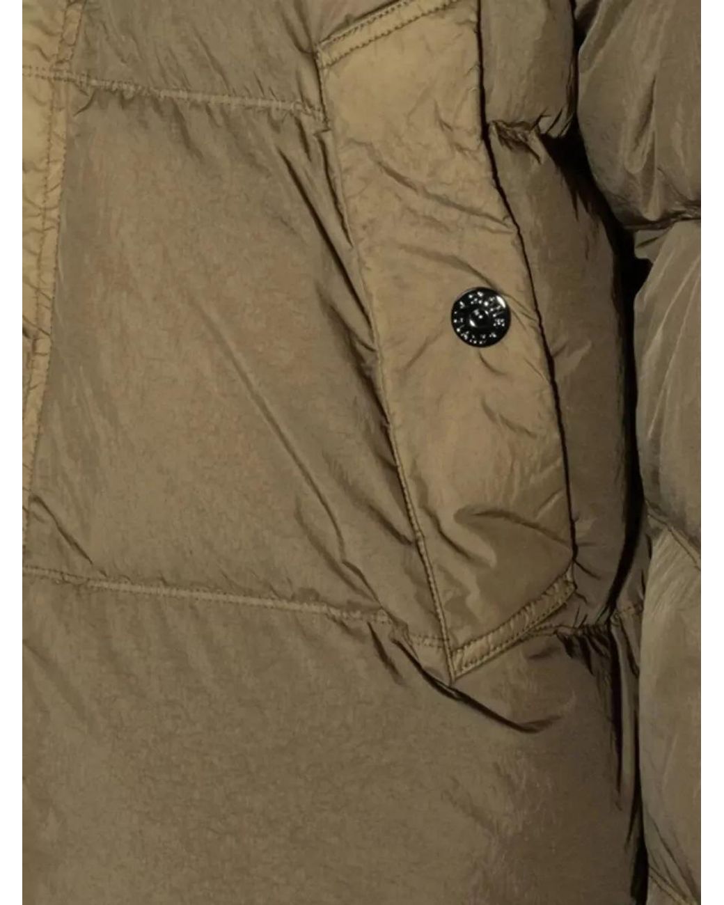 Stone Island Green Padded Stand Collar Coat for men