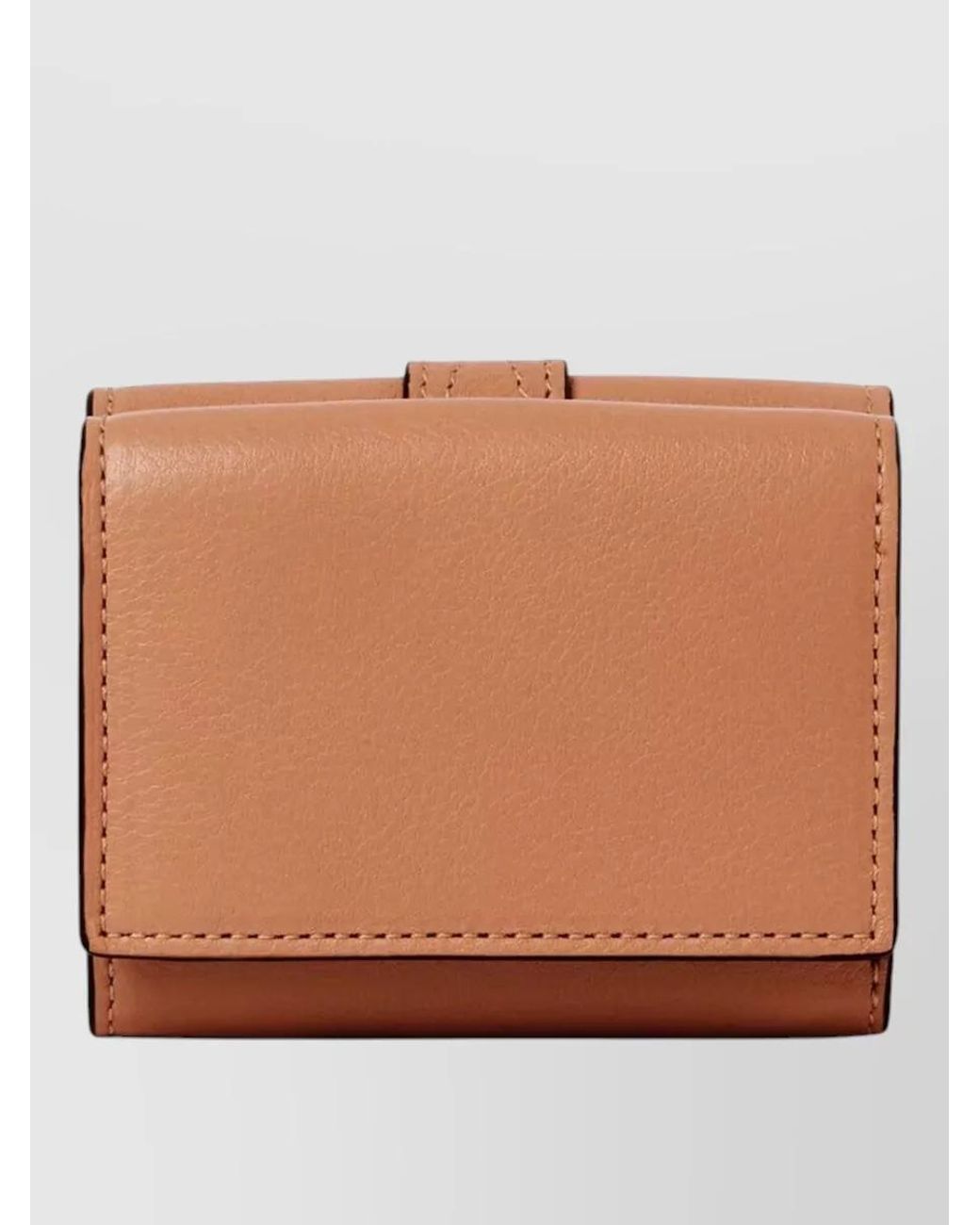 Chloé Brown Leather Grained Mini Trifold Wallet