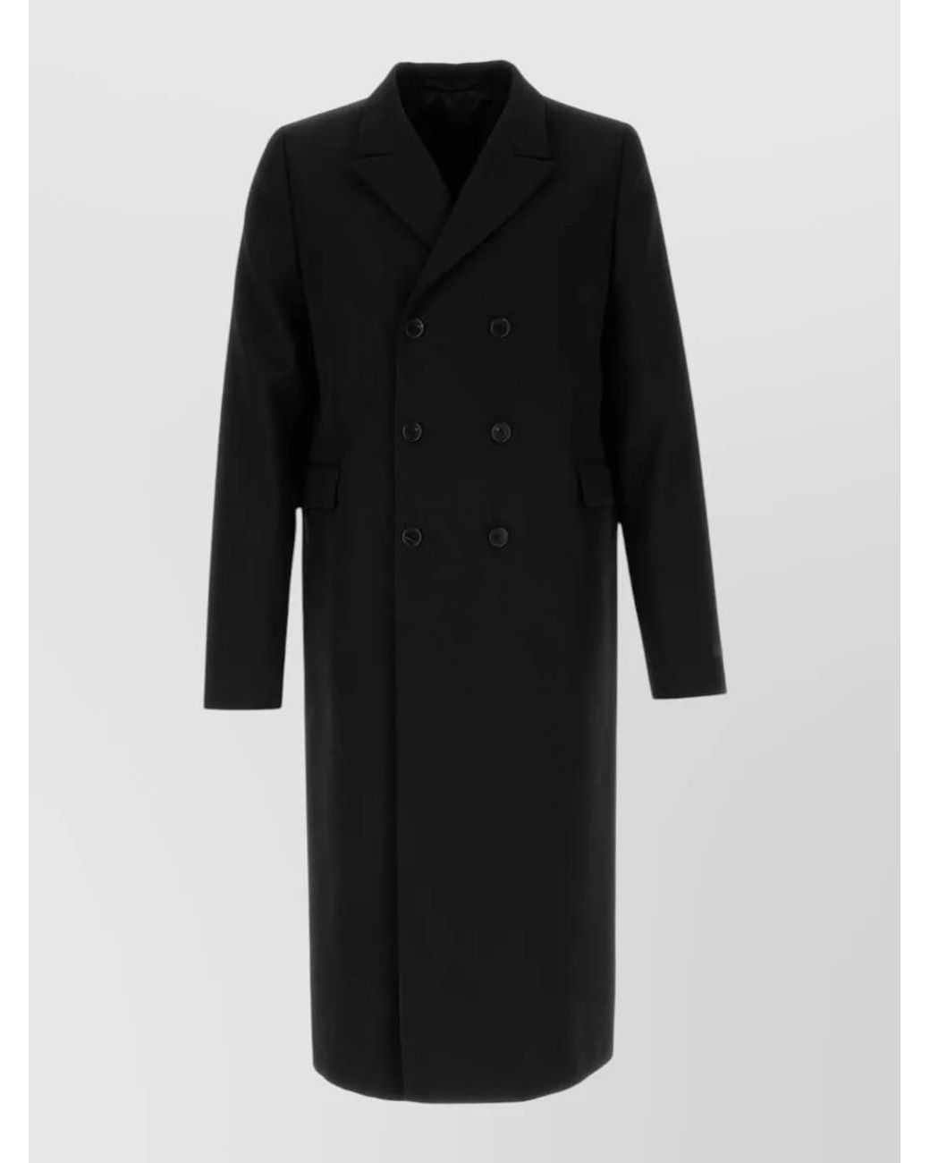 Prada Black Virgin Wool Single-Breasted Overcoat for men