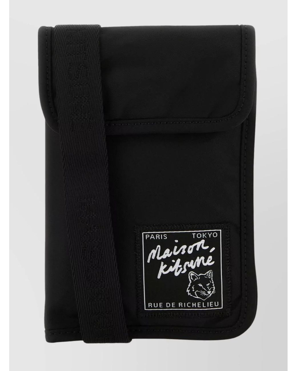 Maison Kitsuné Black Nylon Neck Pouch for men