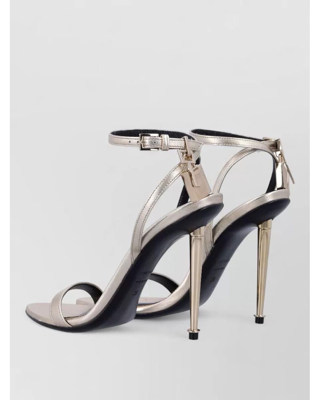 Tom Ford White Leather Padlock Stiletto Sandals