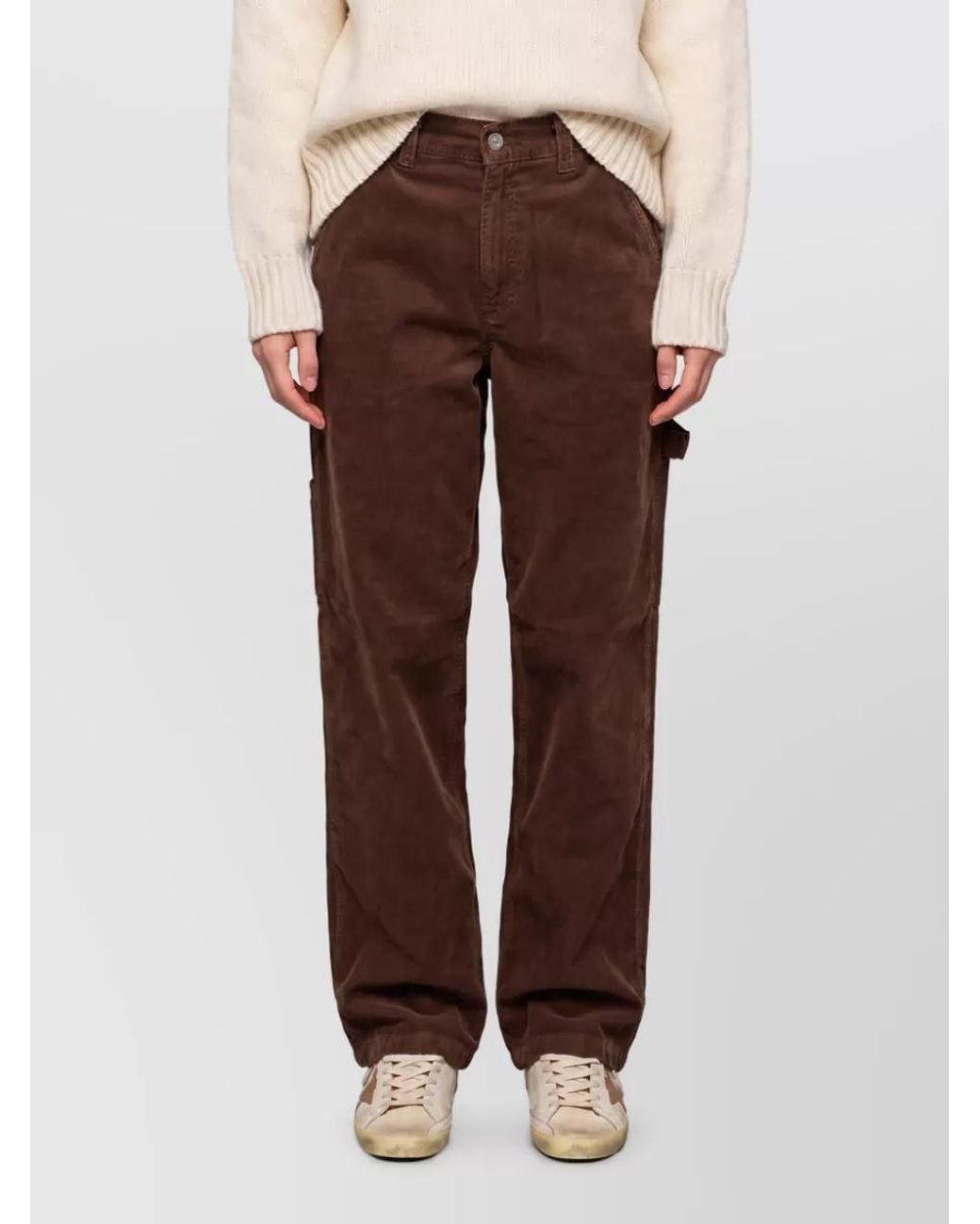 Haikure Brown Cotton Corduroy Mid-Rise Cargo Jeans