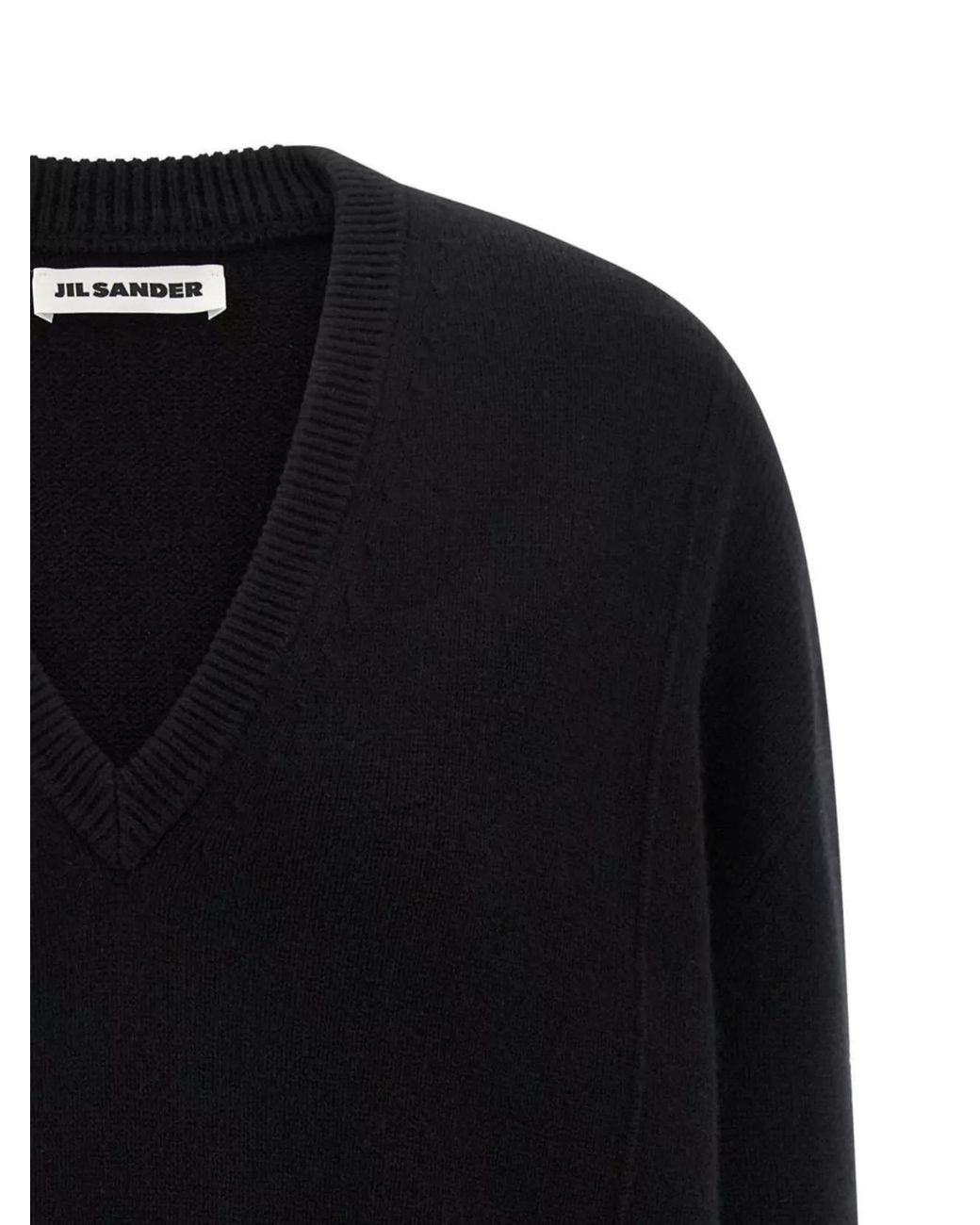 Jil Sander Blue Cashmere Oversized Ribbed V-Neck Jumper