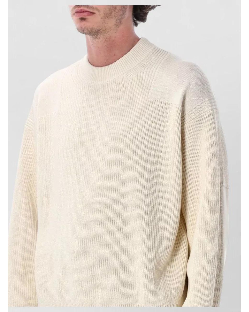 Studio Nicholson White Cotton Crewneck Ribbed Knit Sweater for men