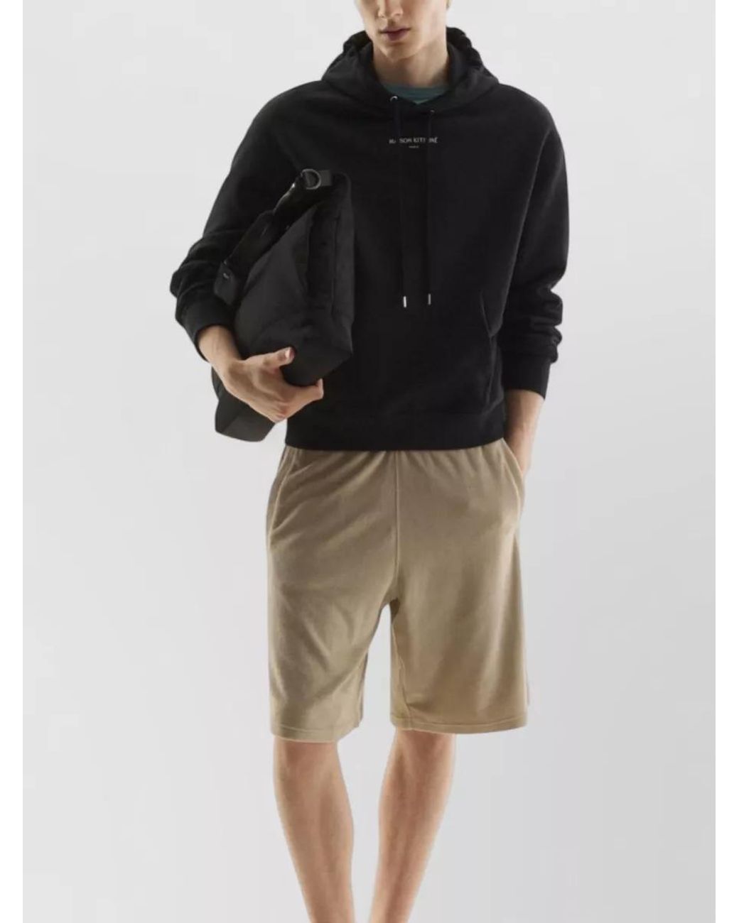 Maison Kitsuné Black Organic Cotton Relaxed-Fit Hoodie for men