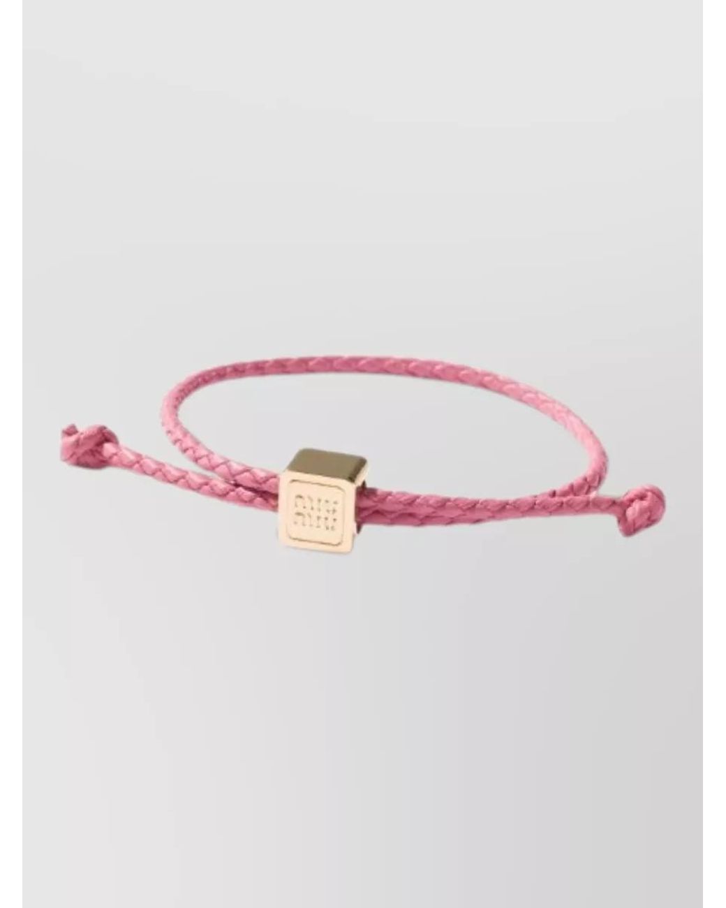Miu Miu Pink Leather Woven Bracelet