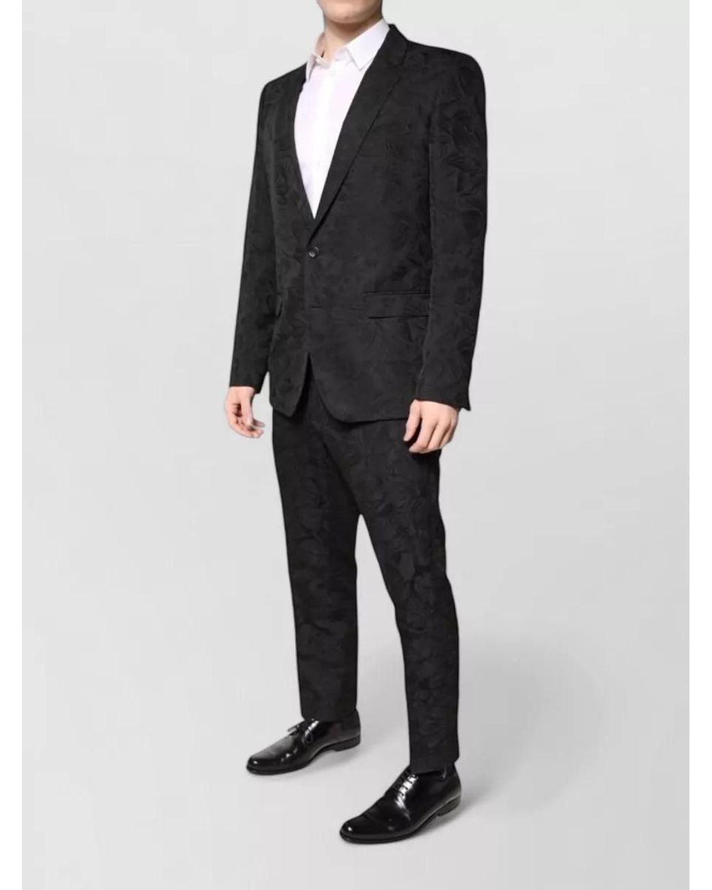 Dolce & Gabbana Black Floral-Jacquard Single-Breasted Suit for men