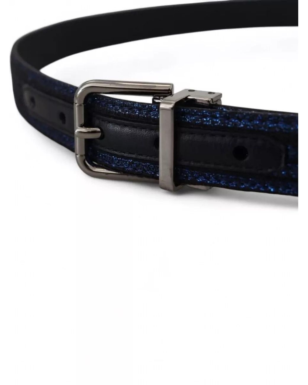 Dolce & Gabbana Black Leather Jacquard Stripe Belt for men