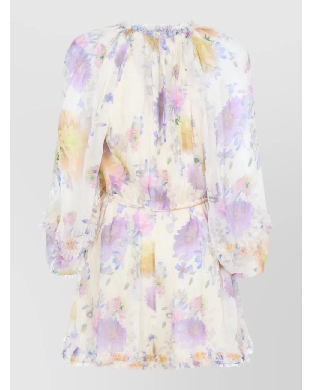 Zimmermann White Viscose Floral Print Long Sleeve Playsuit