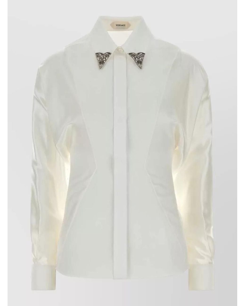 Versace White Cotton Poplin Embroidered Dress Shirt for men
