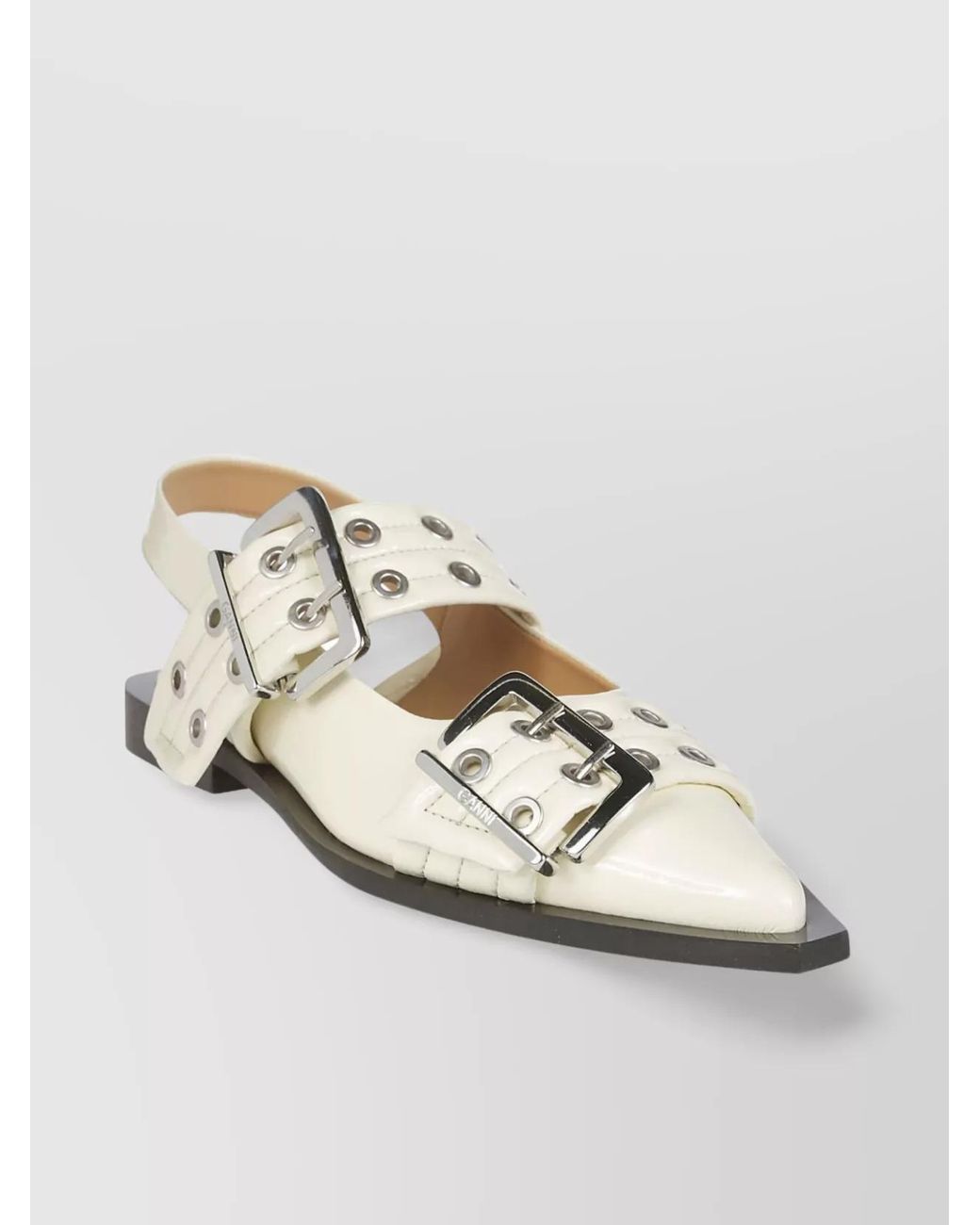 Ganni Metallic Buckle Slingback Ballerina Shoes