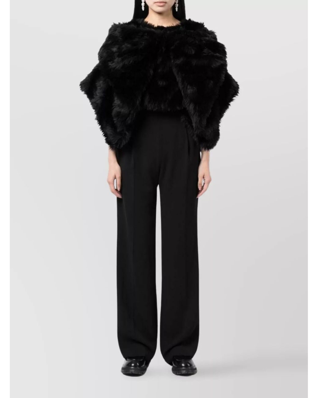 Comme des Garçons Black Faux Fur Cropped Jacket