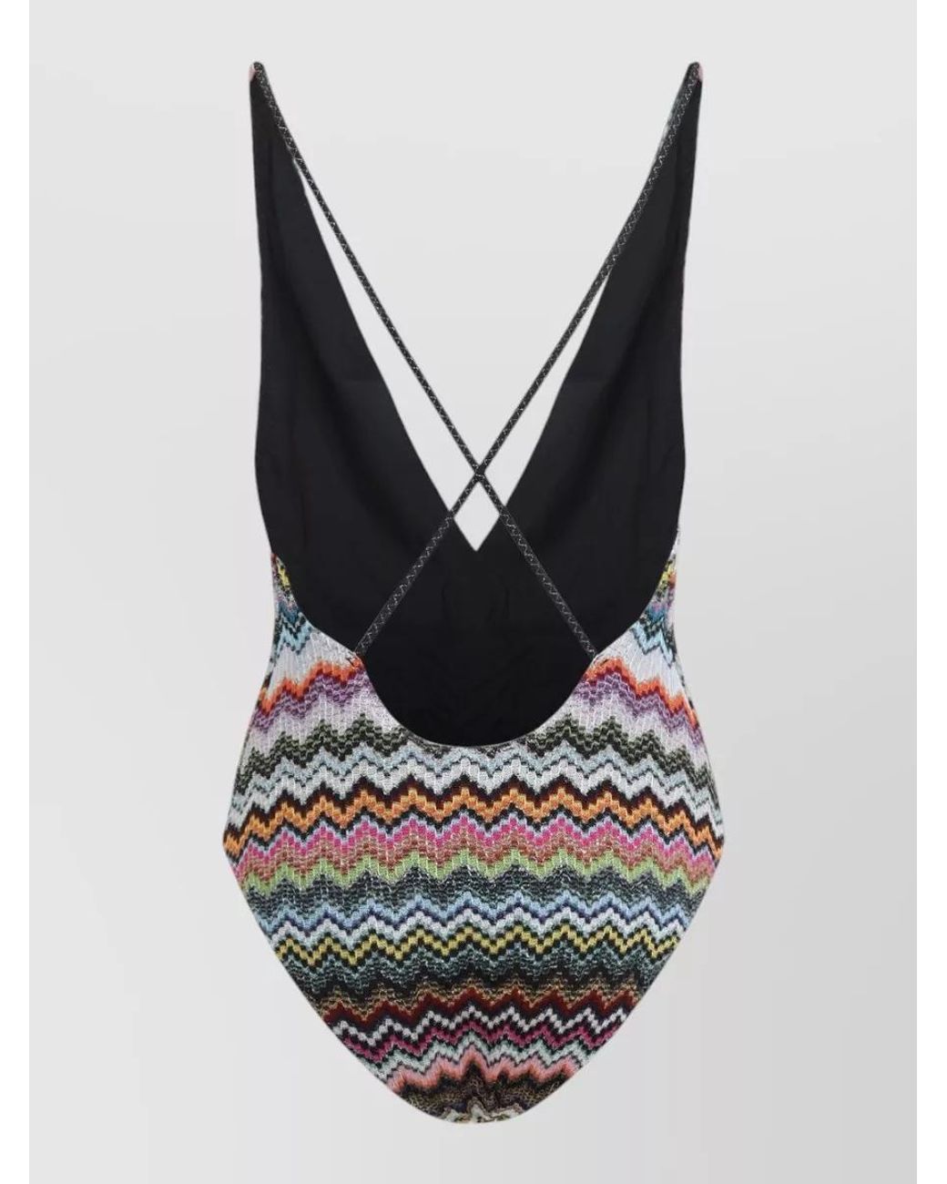Missoni Gray Zigzag V-Neck One-Piece Swimsuit