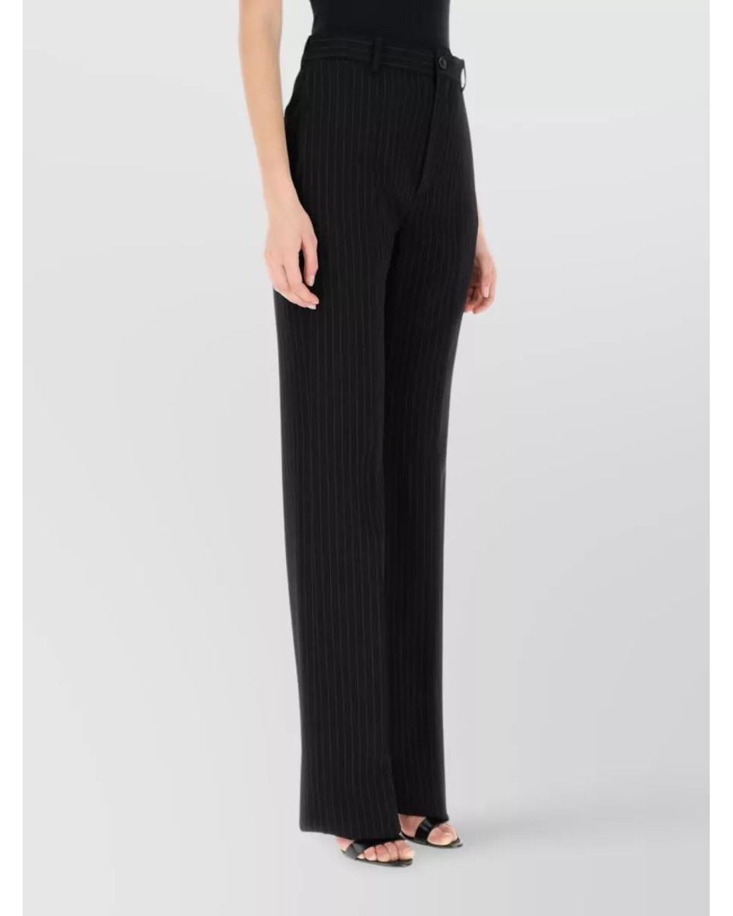 Balenciaga Black Pinstriped Straight Leg Trousers