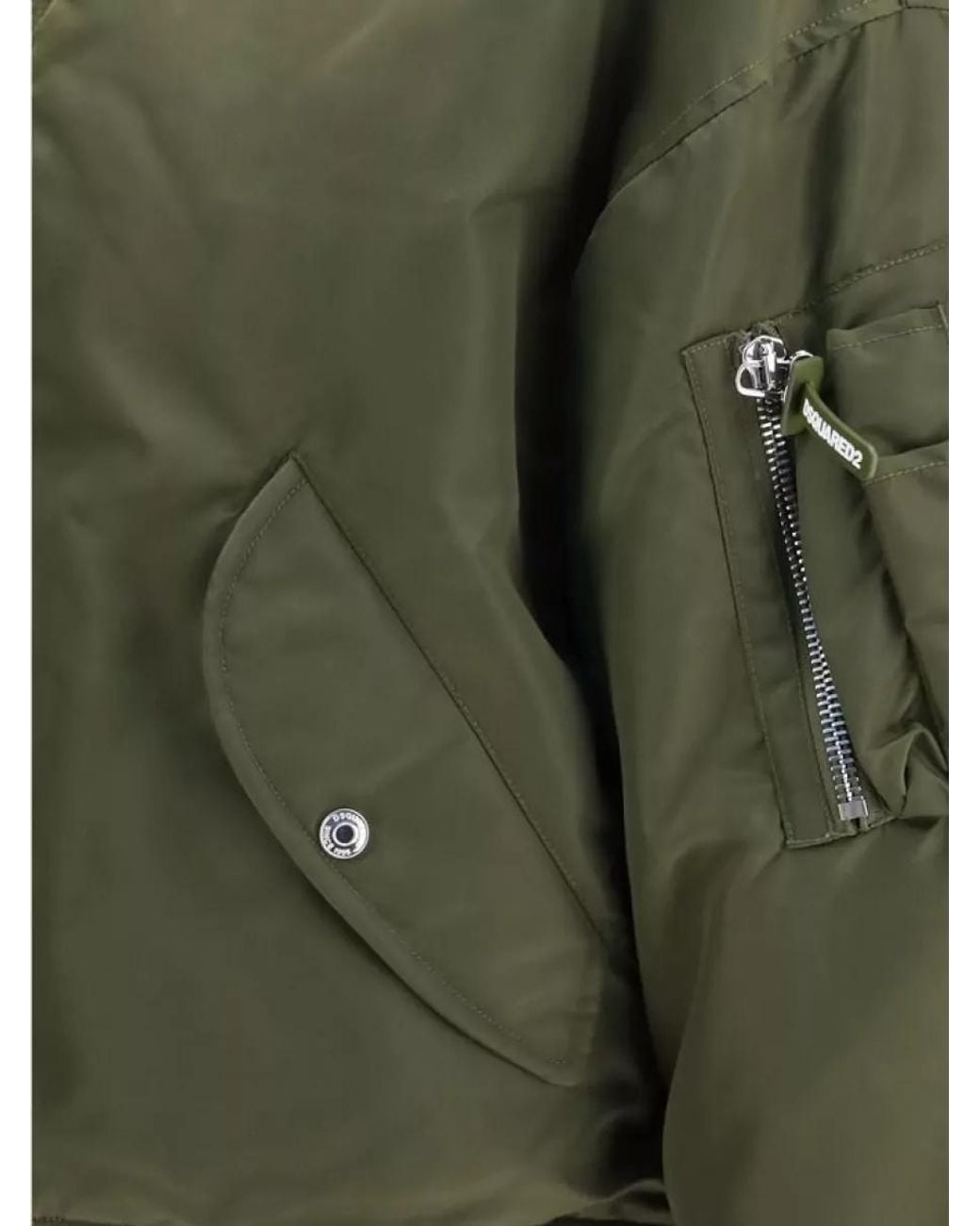 DSquared² Green Bicolor Nylon Padded Bomber Jacket for men