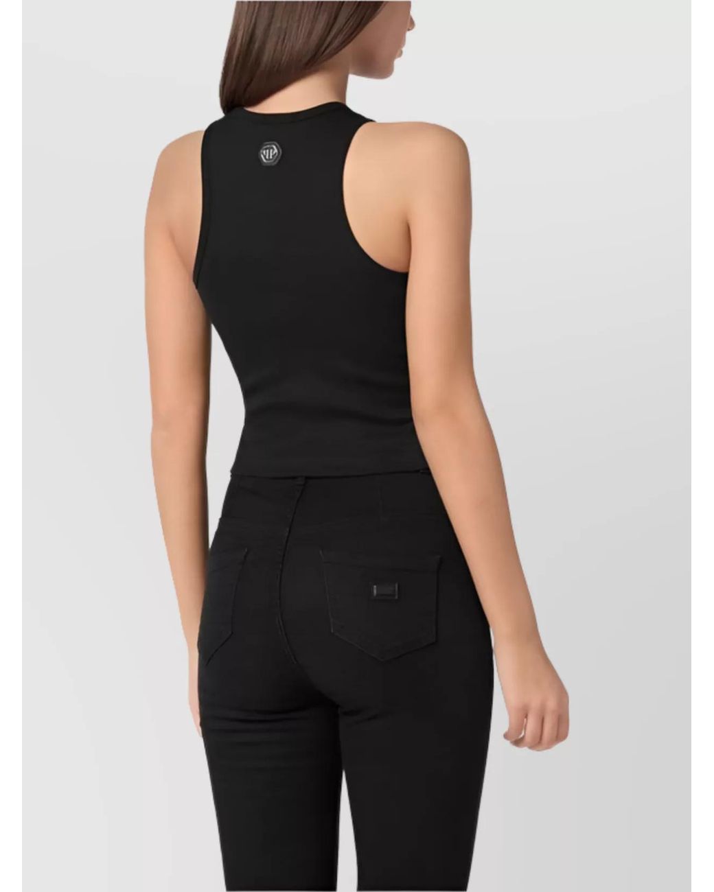 Philipp Plein Black Fringed Tank Top