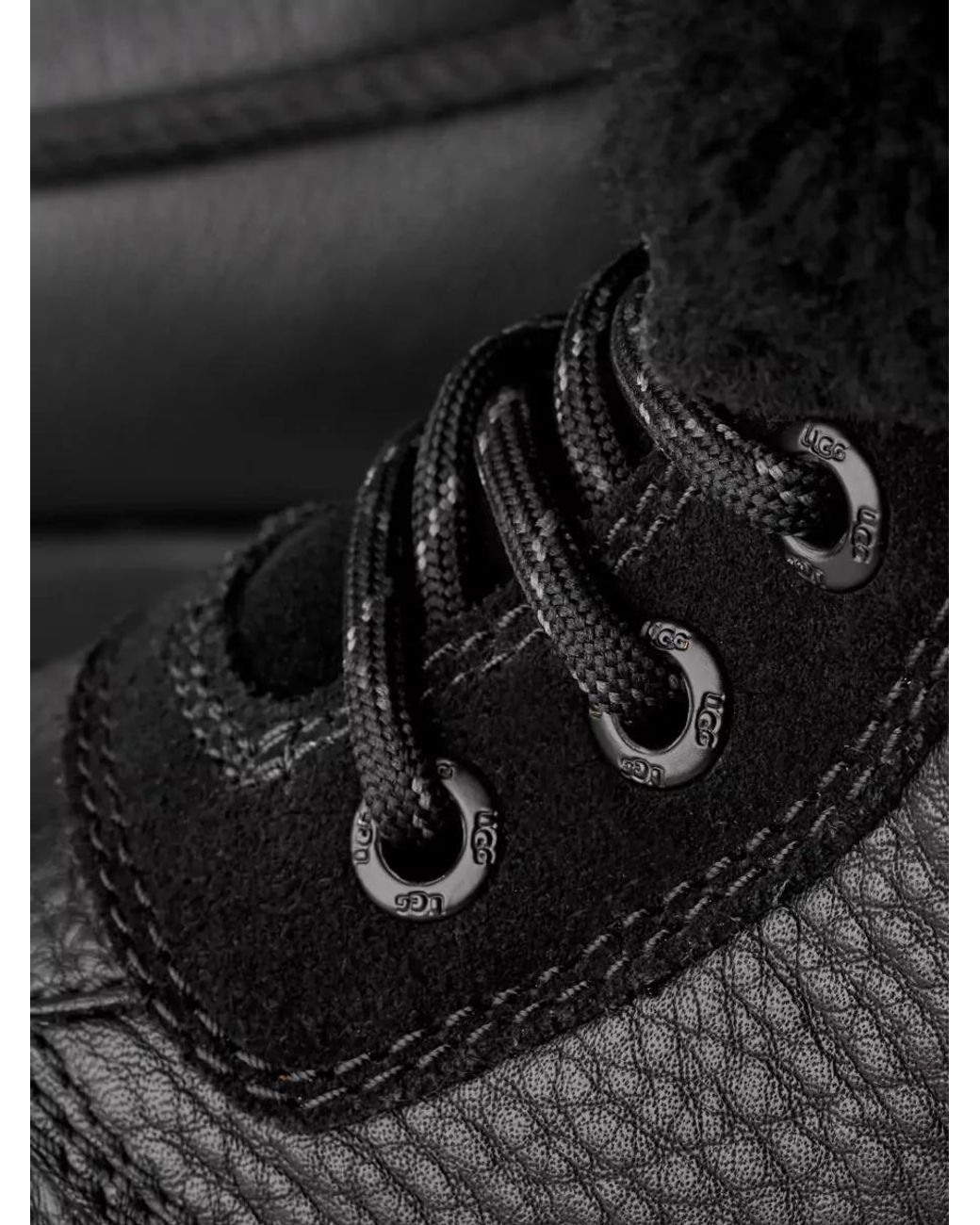 Ugg Black Leather Lace-Up Boots