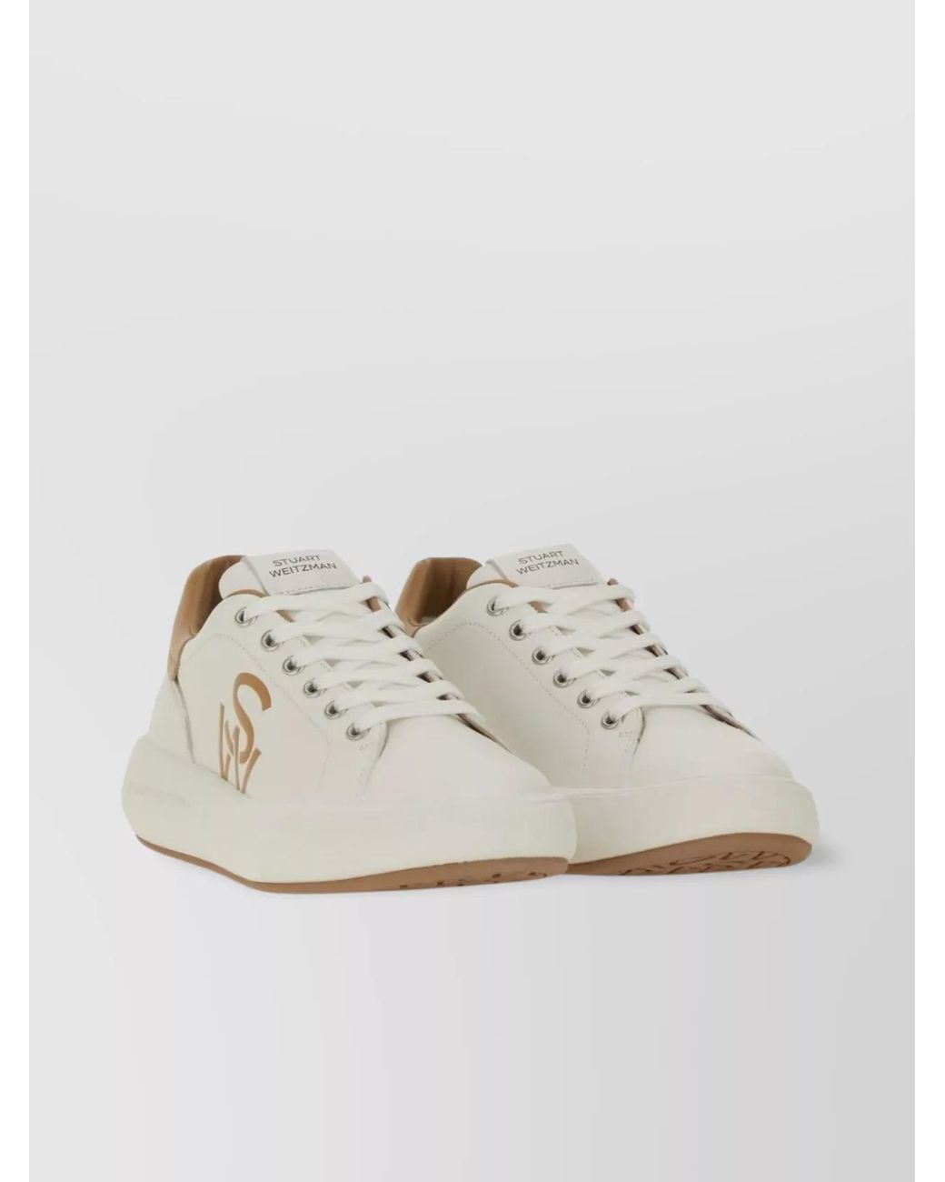 Stuart Weitzman White Leather Sw Pro Low-Top Sneakers