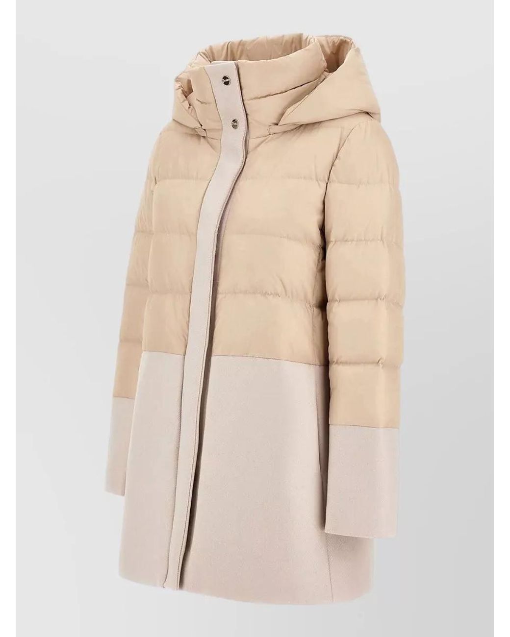 Herno Natural Quilted Paneled Parka Coat