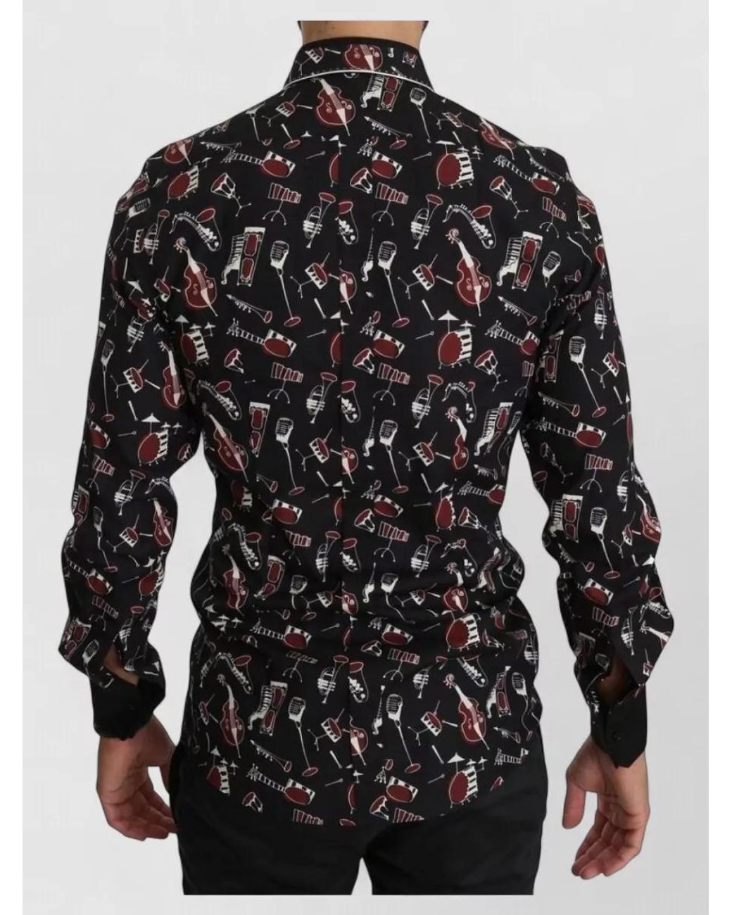 Dolce & Gabbana Black Cotton Silk Slim-Fit Printed Shirt for men