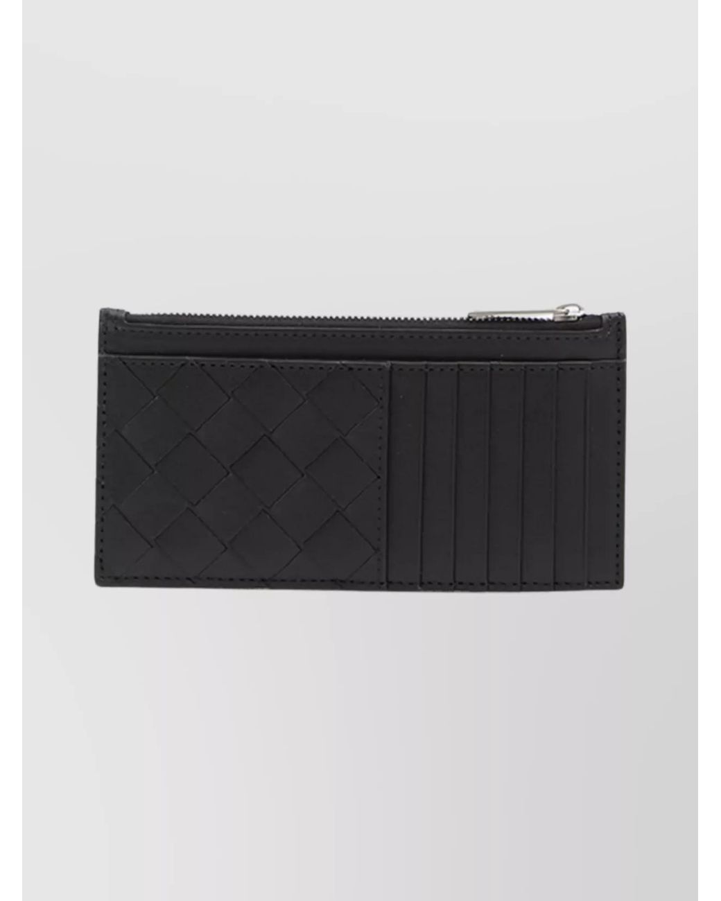 Bottega Veneta Black Leather Intrecciato Card Holder for men