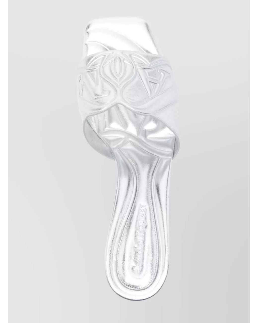 McQueen White Metallic Leather Heel Sandals