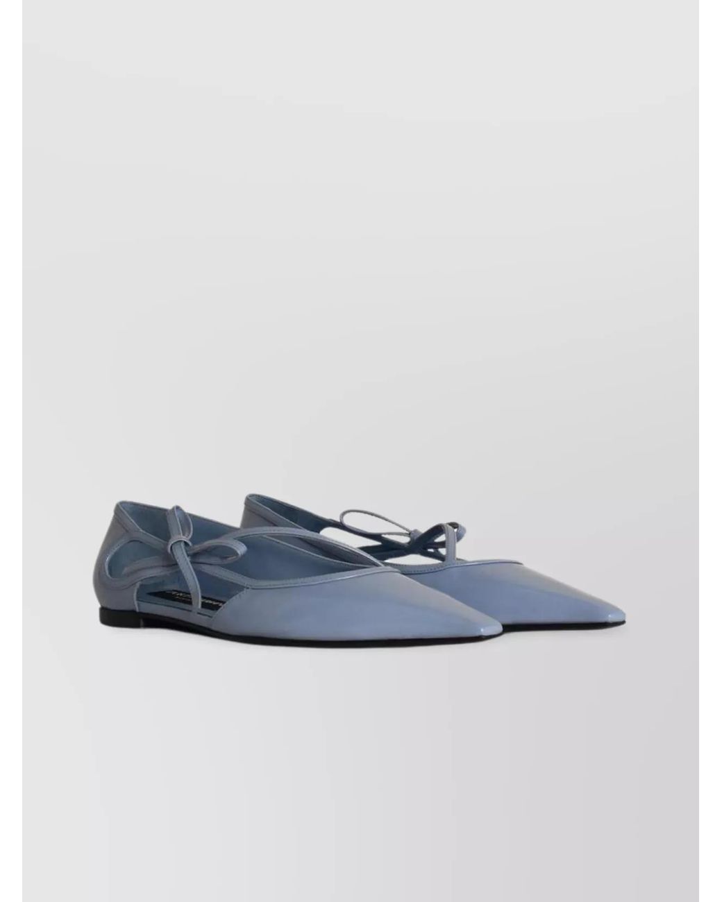 Dolce & Gabbana Blue Leather Pointed-Toe Ballerina Flats